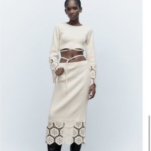 Zara knit skirt and top crochet set NEW
